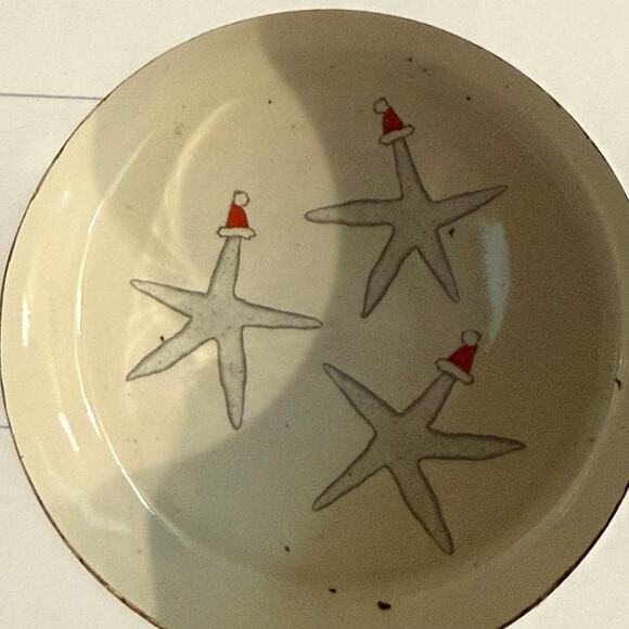 Sara Fitz NIB Set of 4 Printed Ramekins Christmas Whales & Starfish - Picture 4 of 5